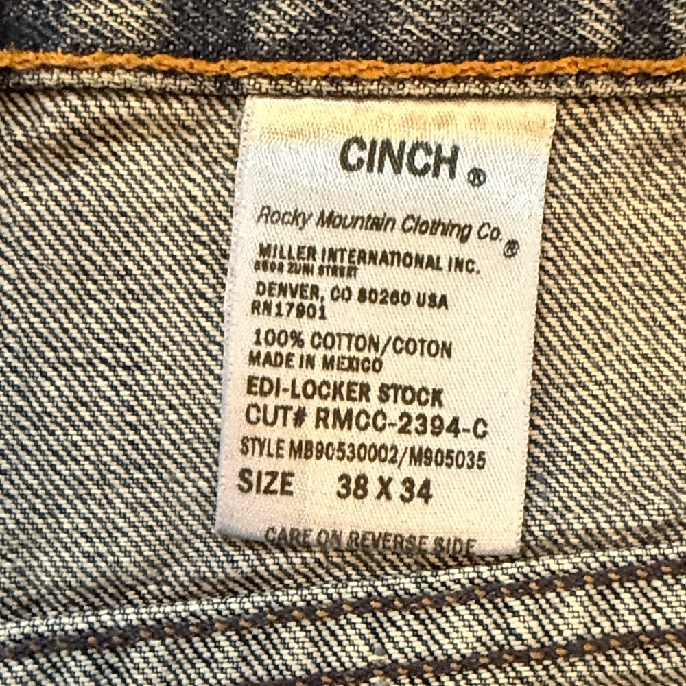 Cinch green label distressed Men's Straight Blue Jeans - Picture 2 of 16